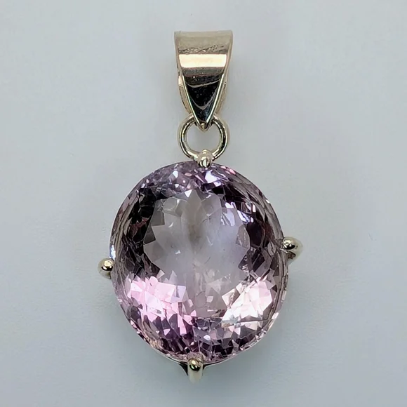 Natural Pink Amethyst Pendant S925 Sterling Silver Pendant - Picture 4 of 11